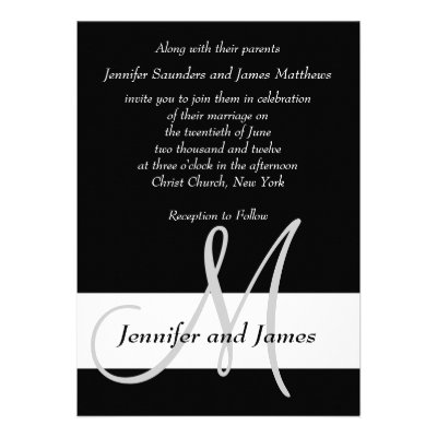 Wedding Invitation Monogram Black and White