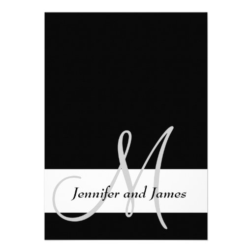 Wedding Invitation Monogram Black and White