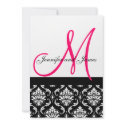 Wedding Invitation Monogram Black Pink Damask invitation