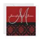 Wedding Invitation Monogram Burgundy Red Damask invitation