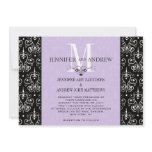 Wedding Invitation Monogram Chandelier Purple
