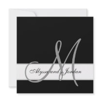 Wedding Invitation Monogram Names Black and White