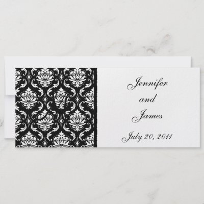 Wedding Invitation Monogram Names Black Damask