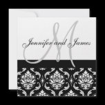 Wedding Invitation Monogram Names Black Damask