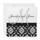 5.25x5.25 - by Elke Clarke©2009. More designs available at WhiteWhimsicalWeddings.com and WhiteWhimsicalWeddings.blogspot.com. Customize with your monogram names and wedding colors. Add all your wedding information on the back of the card using Zazzle's easy to use menu prompts. For a second option see the invitation design below with more detail on the back. Wedding Invitation Monogram Damask Back View by monogramgallery For US customers, the matching postage is posted below. Black & White Damask Wedding Monogram Postage by monogramgallery And the matching envelope seal. Monogram & Names Damask Grey Wedding Sticker by monogramgallery 5.25x5.25 - by Elke Clarke©2009. More designs available at WhiteWhimsicalWeddings.com and WhiteWhimsicalWeddings.blogspot.com. Customize with your monogram names and wedding colors. Add all your wedding information on the back of the card using Zazzle's easy to use menu prompts. For a second option see the invitation design below with more detail on the back. Wedding Invitation Monogram Damask Back View by monogramgallery For US customers, the matching postage is posted below. Black & White Damask Wedding Monogram Postage by monogramgallery And the matching envelope seal. Monogram & Names Damask Grey Wedding Sticker by monogramgallery