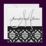 Wedding Invitation Monogram Names Black Damask
