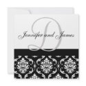 Wedding Invitation Monogram Names Black Damask