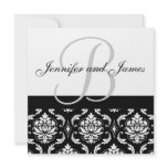 Wedding Invitation Monogram Names Black Damask