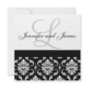Wedding Invitation Monogram Names Black Damask