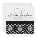 Wedding Invitation Monogram Names Black Damask