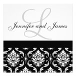 Wedding Invitation Monogram Names Black Damask
