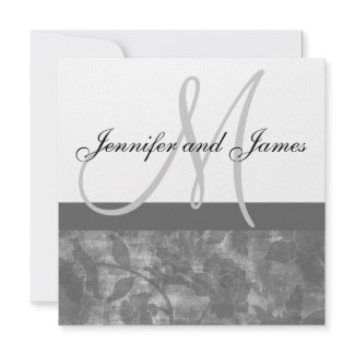 Wedding Invitation Monogram Names Black Floral invitation