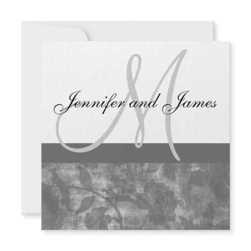 Wedding Invitation Monogram Names Black Floral invitation