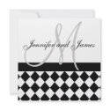 Wedding Invitation Monogram Names Black Harlequin invitation