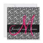 Wedding Invitation Monogram Names Black White Pink