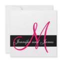 Wedding Invitation Monogram Names Fuchsia Pink invitation