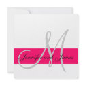 Wedding Invitation Monogram Names Fuchsia White invitation