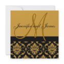 Wedding Invitation Monogram Names Gold Damask invitation