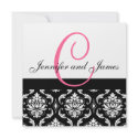 Wedding Invitation Monogram Names Hot Pink Damask by monogramgallery Wedding Invitation Monogram Names Hot Pink Damask