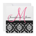 Wedding Invitation Monogram Names Hot Pink Damask invitation