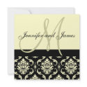 Wedding Invitation Monogram Names Ivory Damask invitation