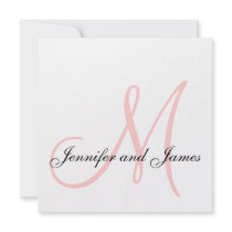 Wedding Invitation Monogram Names Pink and White