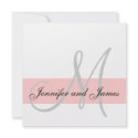 Wedding Invitation Monogram Names Pink and White invitation