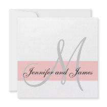 Wedding Invitation Monogram Names Pink and White