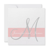 Wedding Invitation Monogram Names Pink and White