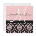 Wedding Invitation Monogram Names Pink Damask invitation