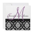 Wedding Invitation Monogram Names Plum Damask invitation