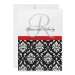 Wedding Invitation Monogram Names Red Damask