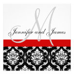 Wedding Invitation Monogram Names Red Damask