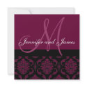 Wedding Invitation Monogram & Names Wine Damask invitation