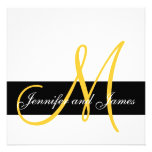 Wedding Invitation Monogram Names Yellow