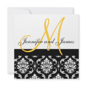 Wedding Invitation Monogram Names Yellow Damask invitation