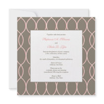 Wedding Invitation - Monogram Pink and Brown
