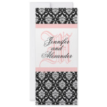 Wedding Invitation Monogram Pink & White Paisley