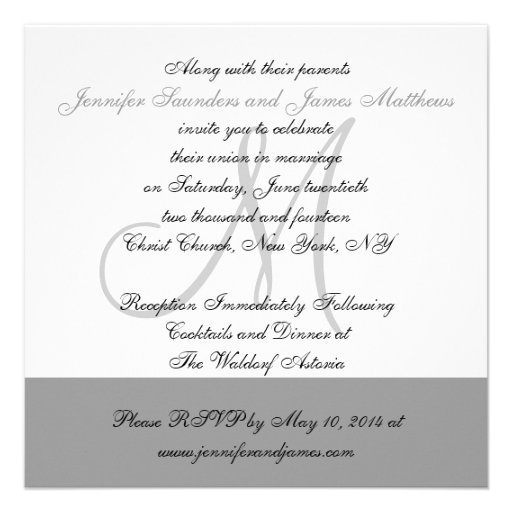 Wedding Invitation Monogram Saying Black White