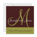 Wedding Invitation Monogram Saying Green Brown