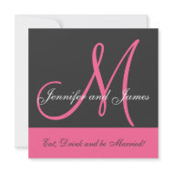 Wedding Invitation Monogram Saying Name Pink Grey invitation