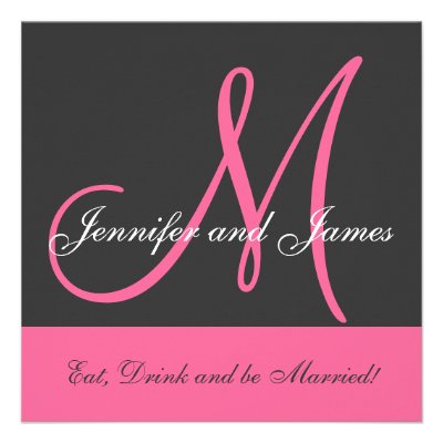 Wedding Invitation Monogram Saying Name Pink Grey