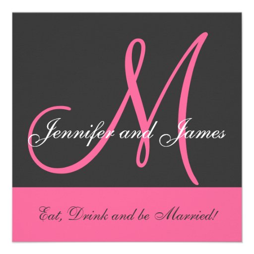 Wedding Invitation Monogram Saying Name Pink Grey