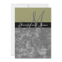 Wedding Invitation Monogram Vintage Green Floral invitation