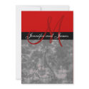 Wedding Invitation Monogram Vintage Red Floral invitation