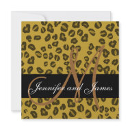 Wedding Invitation Monograms Brown Cheetah Pattern invitation
