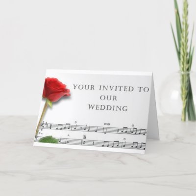 Wedding Invitation Music and Rose Greeting Card by funny tshirt
