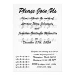 Wedding invitation music notes on staffs