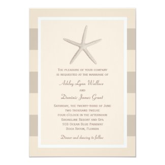 Wedding Invitation | Neutral Starfish Stripes