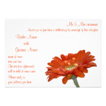 Wedding Invitation - Orange Daisy Gerbera Flower